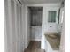 Bathroom with walk-in shower and a large vanity at 3508 Colony Rd # H, Charlotte, NC 28211