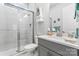 Bathroom boasts a walk-in shower and modern vanity at 1025 Lake Como Dr, Monroe, NC 28110