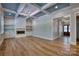 Spacious living room with fireplace, built-in shelving, and hardwood floors at 1037 Oakmont Dr, Rock Hill, SC 29732