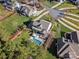 Aerial view of the house, showing the backyard and pool at 116 Cedar Branch Ct, Mooresville, NC 28117