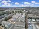 An aerial view showcasing a well-maintained community neighborhood close to the city skyline in the background at 2013 Federation Ct, Charlotte, NC 28205