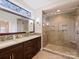 Modern bathroom with double vanity and large walk-in shower at 3624 Trent St, Charlotte, NC 28209