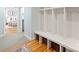 Hallway with built-in cubbies and hardwood floors at 3624 Trent St, Charlotte, NC 28209