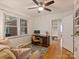 Home office features built-in shelving and hardwood floors at 3624 Trent St, Charlotte, NC 28209