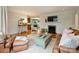 Living room with fireplace, leather sofas, view to kitchen at 3624 Trent St, Charlotte, NC 28209