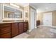 Elegant bathroom with a large vanity, granite countertop, and separate shower at 4165 54Th Ne Ave, Hickory, NC 28601