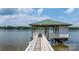 A dock on the lake has a covered seating area, and a walkway extending to the water's edge at 4165 54Th Ne Ave, Hickory, NC 28601