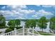 Beautiful lake view from the back porch of a home surrounded by trees, grass and blue skies at 4165 54Th Ne Ave, Hickory, NC 28601