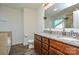 Bathroom with double vanity, granite countertop, and large shower at 4418 Huntley Glen Dr, Pineville, NC 28134