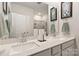 Double vanity bathroom with a large mirror and shower at 8715 Pennegrove Cir, Charlotte, NC 28214