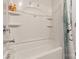 Bathroom with shower and tub, built in shelves at 8715 Pennegrove Cir, Charlotte, NC 28214