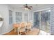 Bright dining area with sliding glass doors to the outside and many large windows at 9325 Four Mile Creek Rd, Charlotte, NC 28277