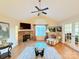 Spacious living room with a fireplace and hardwood floors at , Charlotte, NC 28269