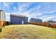 Large backyard with grassy area and fence at 153 Crownpiece St, Troutman, NC 28166