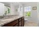 Bathroom with granite countertop and a shower/tub combo at 17527 Austins Creek Dr, Charlotte, NC 28278