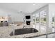 Kitchen with granite countertops and stainless steel sink overlooking living room at 17527 Austins Creek Dr, Charlotte, NC 28278