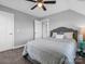 Bright bedroom with a double bed, ceiling fan, and ample closet space at 228 Pinnacle Xing, Shelby, NC 28152