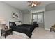 Bedroom with black bedding and ceiling fan at 373 Battery Cir, Clover, SC 29710