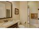 Clean bathroom with granite vanity and walk-in shower at 4010 Soleado Dr, Matthews, NC 28104