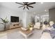 Open concept living room and kitchen with hardwood floors and modern furniture at 539 W Tremont Ave, Charlotte, NC 28203