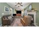 Living Room with fireplace, leather chairs, and decor at 8044 Sapwood Ct, Matthews, NC 28104