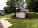 Backyard with storage shed and small deck at 104 Pratt St, Belmont, NC 28012