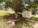 Backyard with shed and retaining wall at 104 Pratt St, Belmont, NC 28012