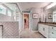 Elegant bathroom with a large walk-in shower and double vanity at 3226 Mcharney Dr # 35, Harrisburg, NC 28075