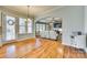 Bright dining area with hardwood floors and access to the backyard at 1257 Stacey Ln, Indian Land, SC 29707