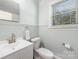 Clean bathroom with white vanity, toilet and updated fixtures at 2601 Columbus Cir, Charlotte, NC 28208