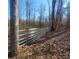 Wooded lot with a metal gate and leaf-covered ground at 34466 Lisa Dr, Albemarle, NC 28001