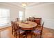 Formal dining room with a large oval table and hardwood floors at 5023 Ancestry Cir, Matthews, NC 28104