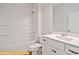 Clean bathroom with white vanity and shower/tub combo at 6324 Honor Ave, Midland, NC 28107