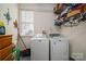 Laundry room with washer, dryer, and storage shelves at 6751 Lackey Rd, Vale, NC 28168