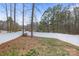 Fenced backyard with trees, offering privacy and space for outdoor activities at 114 Catawba Woods Ct, Belmont, NC 28012