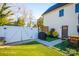 View of backyard with patio, artificial turf, and white fence at 114 E 5Th Ave, Gastonia, NC 28052