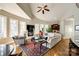 Spacious living room features hardwood floors, a fireplace, and ample natural light at 1221 Brunson Rd, Fort Lawn, SC 29714