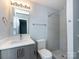 Bright bathroom featuring a standing shower, modern vanity and minimalist design at 1509 B Briar Creek Rd, Charlotte, NC 28205