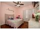 bedroom with hardwood floors and ceiling fan at 2610 Lucy Short Cut Rd, Marshville, NC 28103