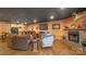 Finished basement with stone fireplace and bar at 277 Archie Mountain Ln, Taylorsville, NC 28681