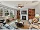 Living room with fireplace, built-ins and hardwood floors at 3020 Sewee Ln, Waxhaw, NC 28173