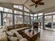 Sunroom with sectional sofa, table, and large windows at 3020 Sewee Ln, Waxhaw, NC 28173