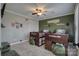 Bedroom with bunk beds, ceiling fan and army decor at 4105 South Fork Ave, Hickory, NC 28602