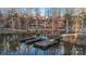 Wooden dock with kayaks on calm lake; playground visible at 5021 Redwood Grove Trl # 86, Lancaster, SC 29720