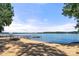 Picturesque waterfront view with sandy beach, docks, and clear blue water, perfect for serene lakeside living and recreation at 204 Riverview Ter, Lake Wylie, SC 29710