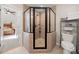 Modern bathroom with an enclosed tile shower and glass doors at 204 Riverview Ter, Lake Wylie, SC 29710
