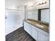 Double vanity bathroom with granite countertop and walk-in shower at 241 Century Dr, Salisbury, NC 28147