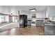 Modern kitchen with gray and white cabinets, granite countertops at 50 Berea Church Quincy Rd, Hiddenite, NC 28636