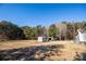 Open backyard with shed and surrounding trees at 5020 Foster Rd, Cleveland, NC 27013