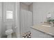 Simple bathroom with shower/tub combo and a vanity at 82112 Standing Oak Dr, Charlotte, NC 28278